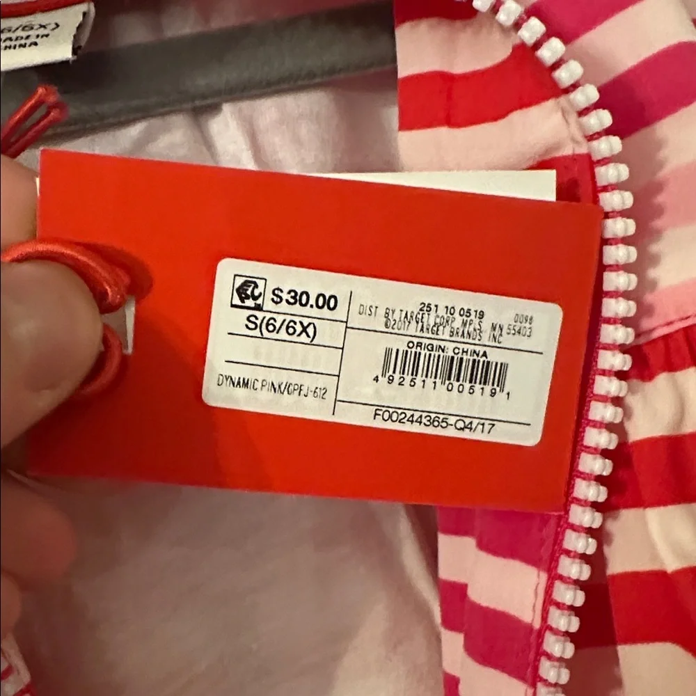 Hunter Kids Raincoat - Pink and Red Stripes - Picture 4 of 5